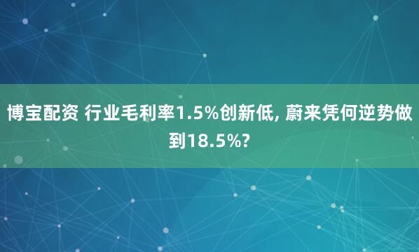 博宝配资 行业毛利率1.5%创新低, 蔚来凭何逆势做到18.5%?